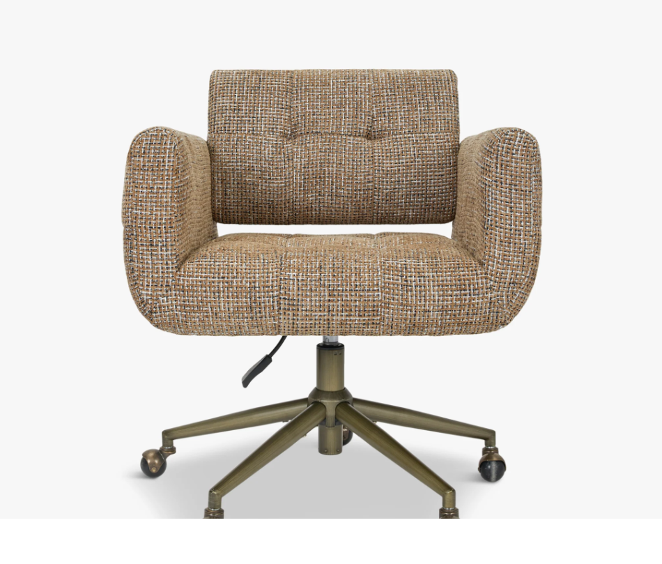 Chaise de Bureau Pivotante Design Scandinave Tissu Texturé Beige