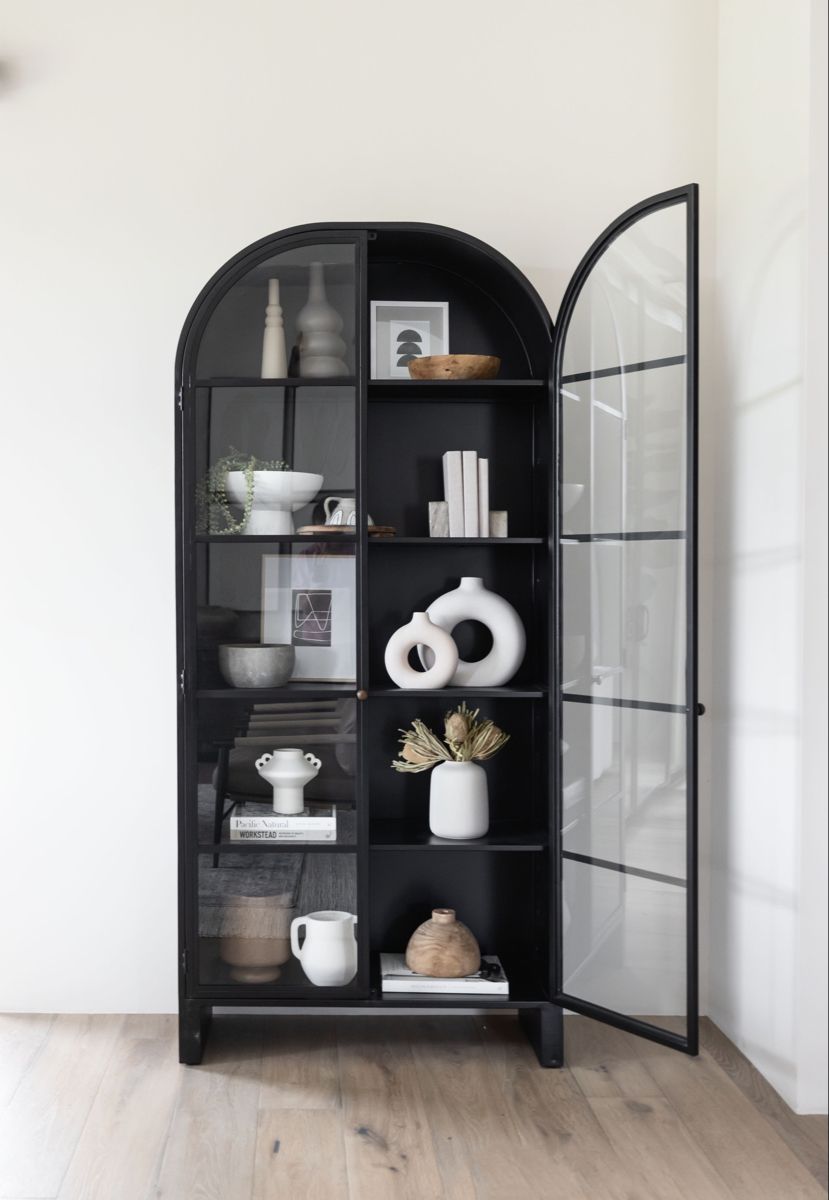 Vitrine Arche en Bois Noir