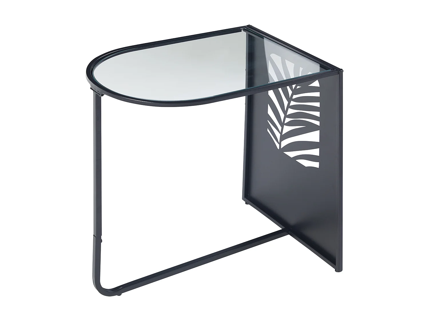 Table d'Appoint Moderne - Design C-Shape avec Motif Feuillage