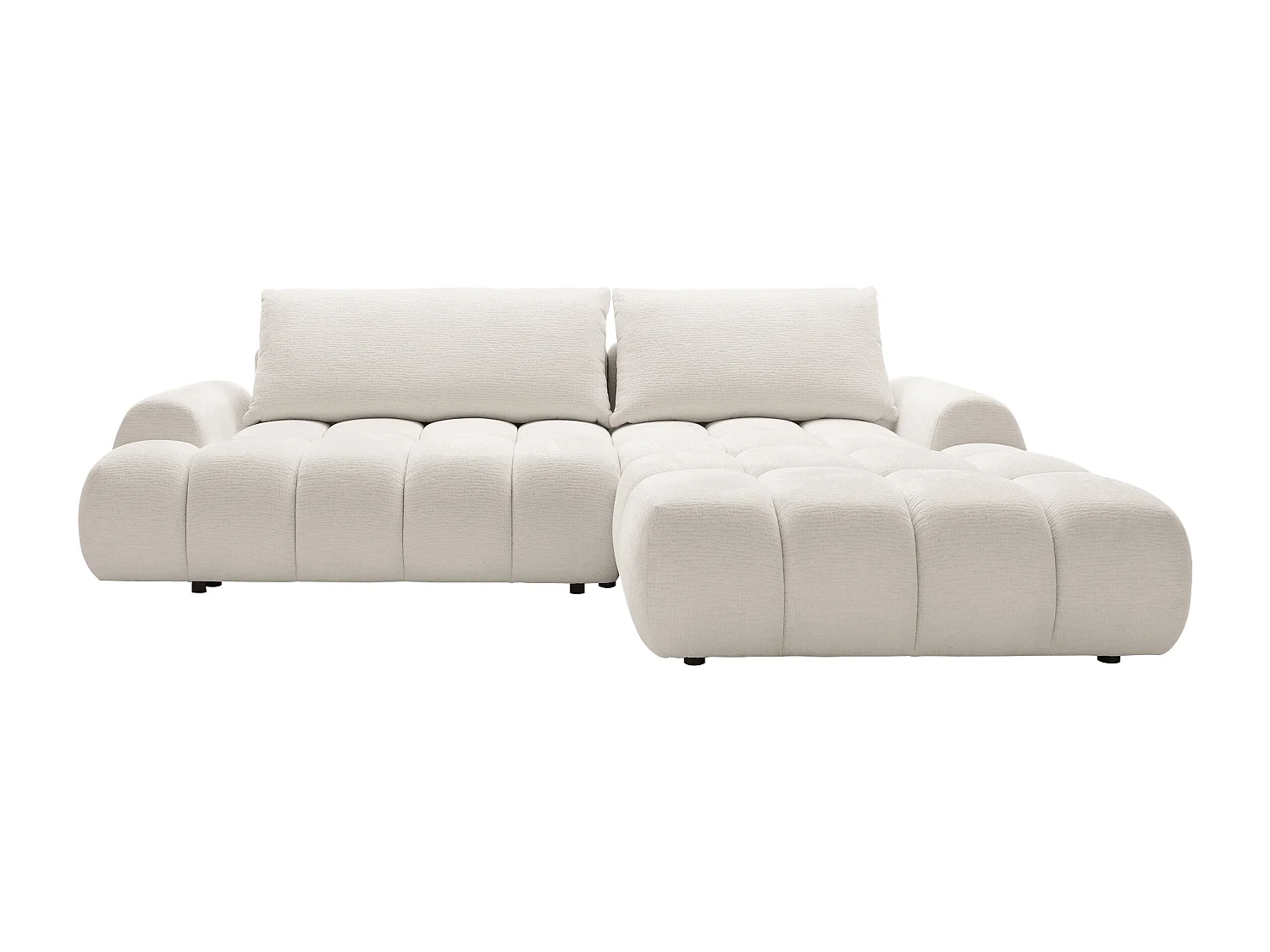 Canapé d'Angle Design - Capitonnage Bubble Tissu Texturé Crème